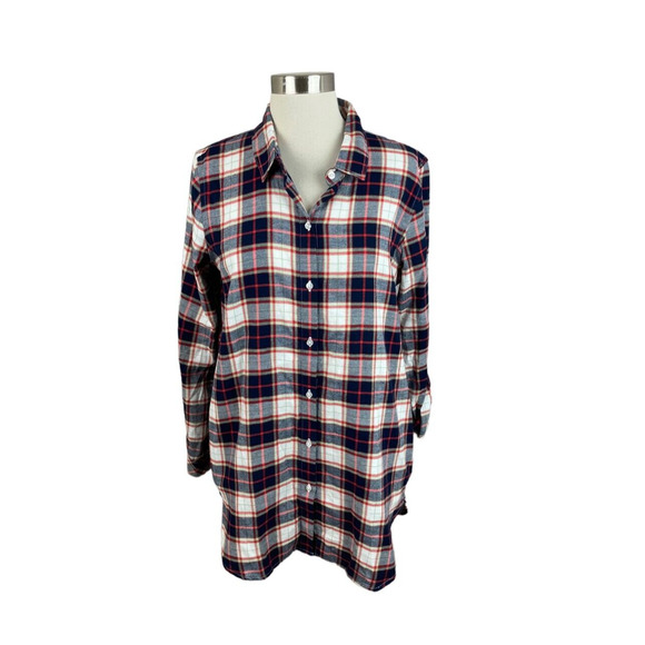 Barbour NEW Windbound Shirt in Cloud Check Navy Red w/ Pockets Tunic Size 6 - Picture 1 of 5
